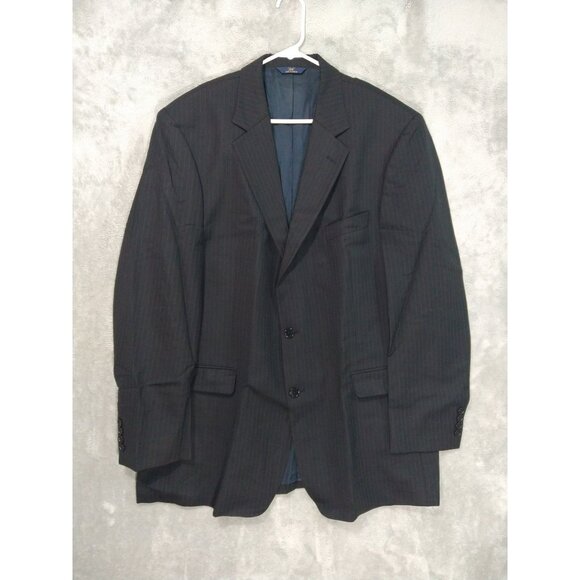 Brooks Brothers 346 Blazer Mens 46L Black Pinstripe Stretch Wool Sport Coat - Picture 1 of 8
